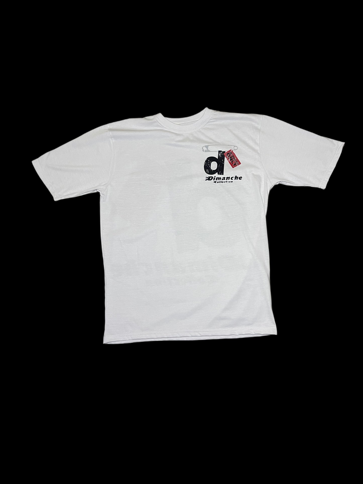 White Safety Pin Graphic T Shirt