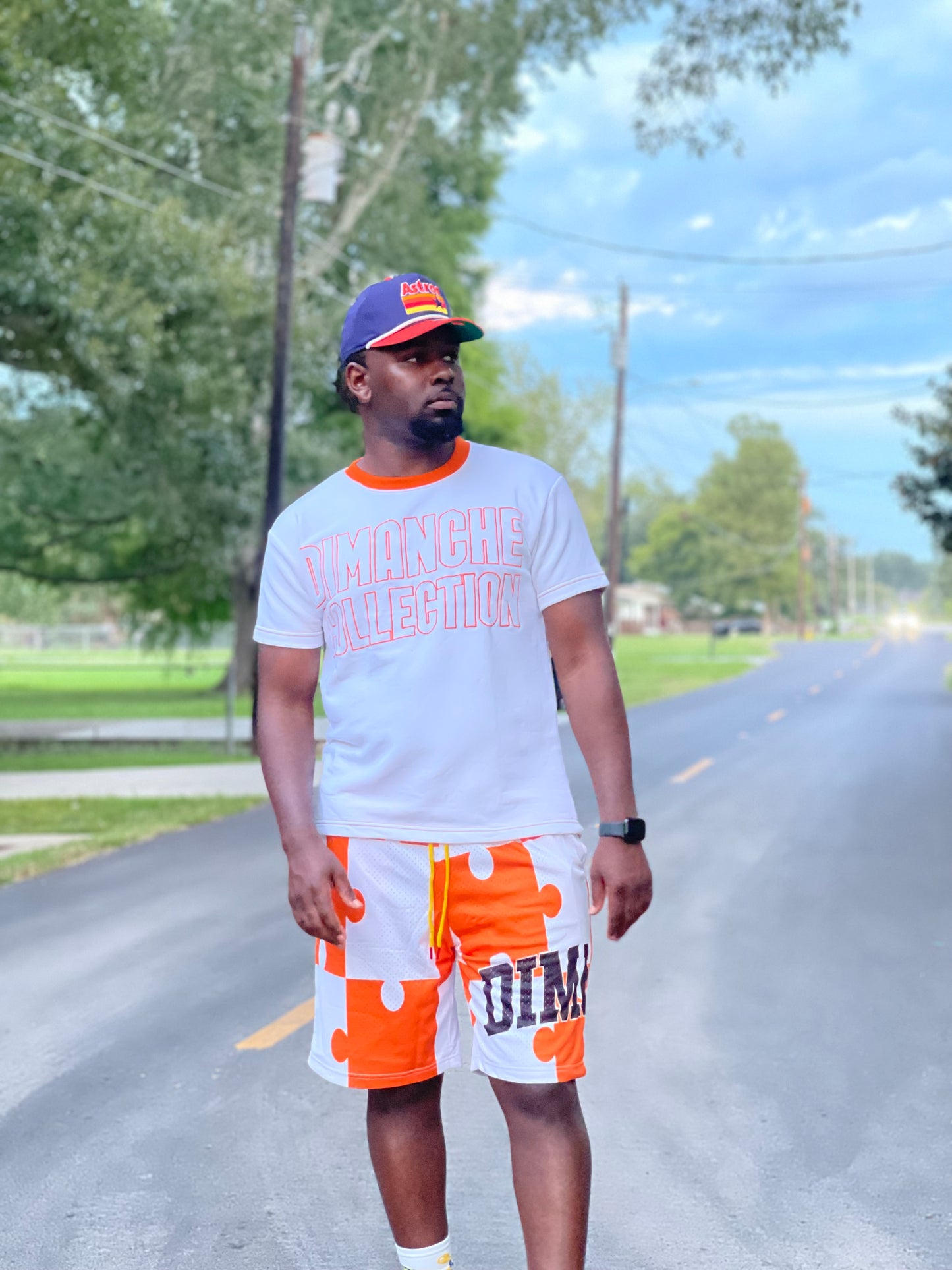 Orange Puzzle Shorts