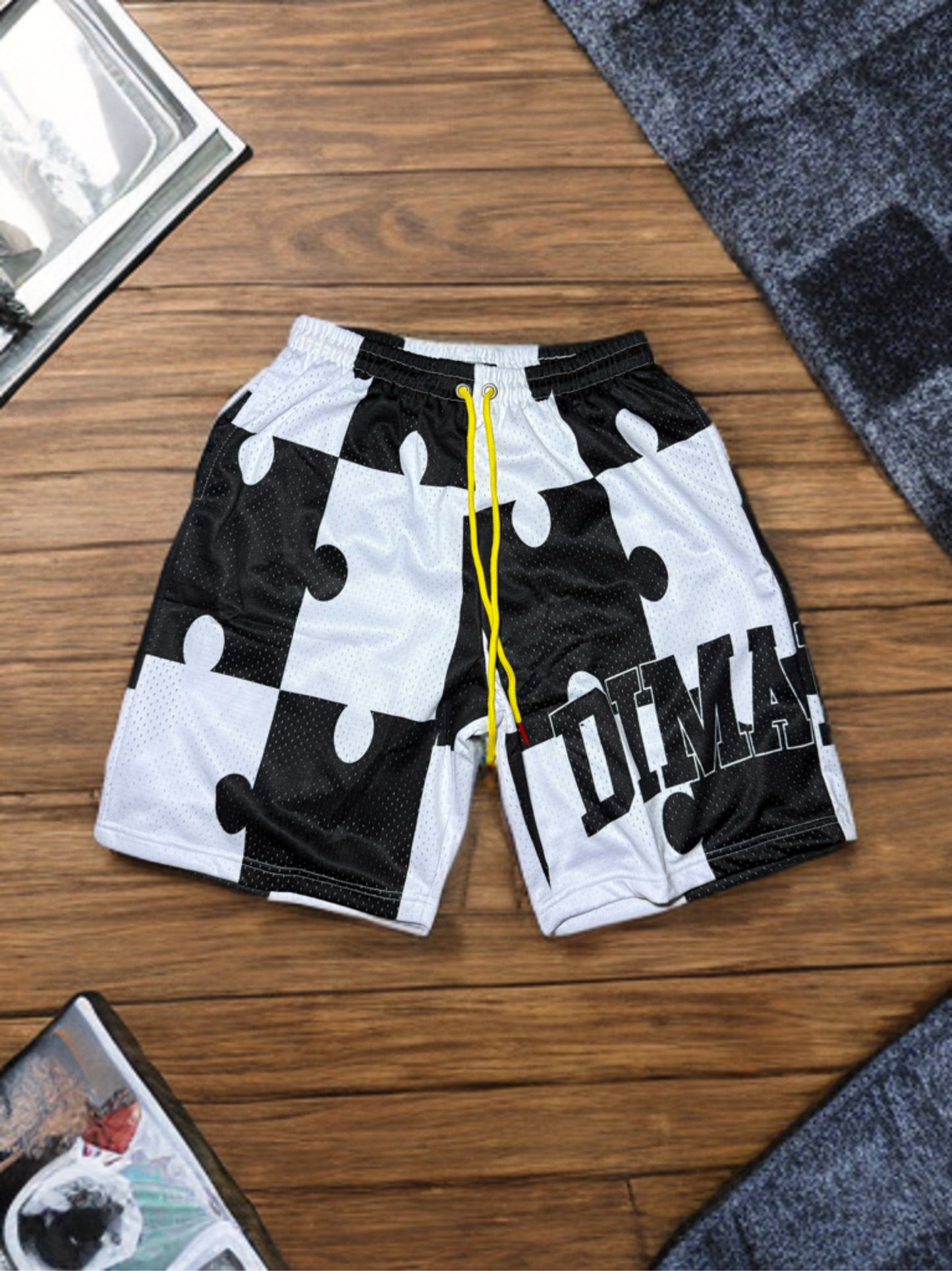 Black Puzzle Shorts