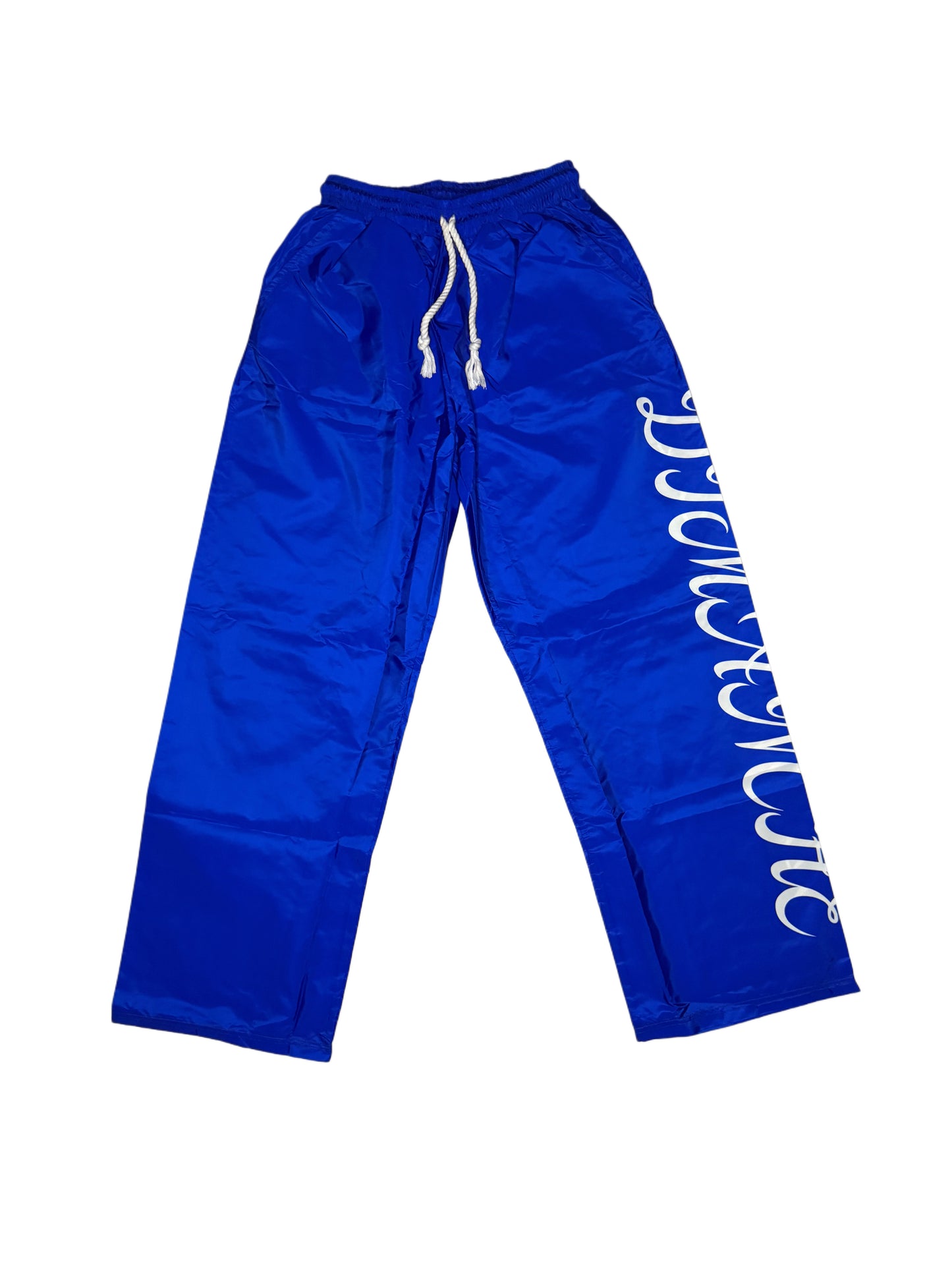 Blue nylon baggy pants